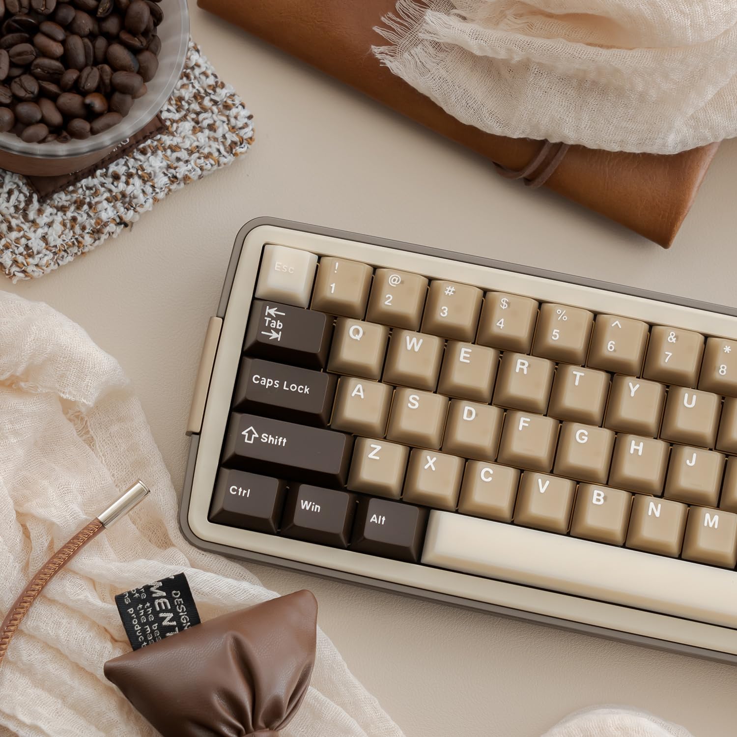 

Retro PBT Keycap Set, 164 Keys, Cherry Profile Brown Keycaps, 60%, 65%, 75%, 100%, Dye-Sublimation Costom Keycaps for Cherry Gateron MX Switches,