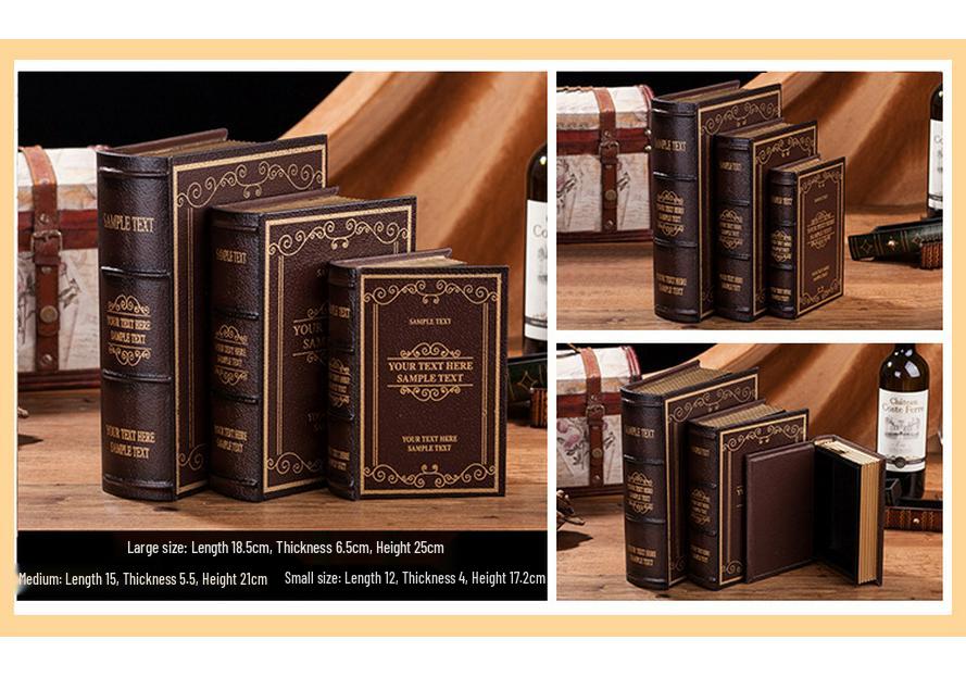 Scatola portaoggetti in legno stile europeo effetto libro – Oggetto decorativo vintage a forma di libro per esposizione