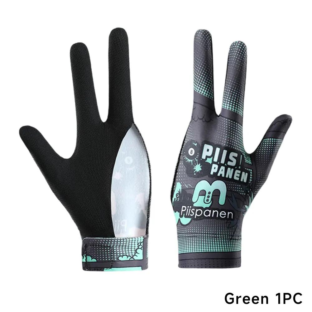 

Breathtable 3-Finger Billiards Gloves Ice Silk Fabric No Pilling Left Hand Billiards Gloves Anti-Sli Snooker Eight-ball Supplies зелёный
