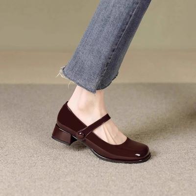 Mary Jane Shoes Women's Single Shoes High-heeled Thick Heeled Shoes Fashionable and Comfortable