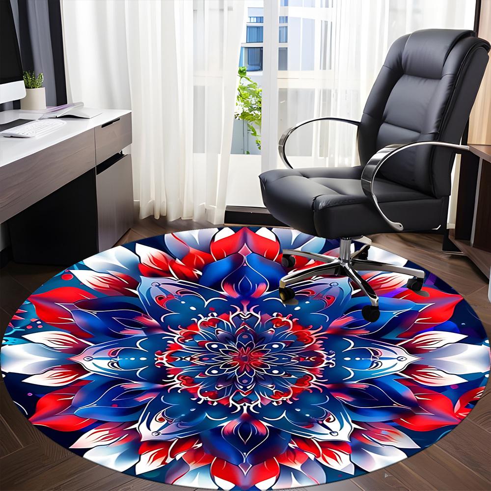 1pc Floral Mandala Design Carpet, Round Non Slip Durable Large Size Office Carpet, Suitable for Office