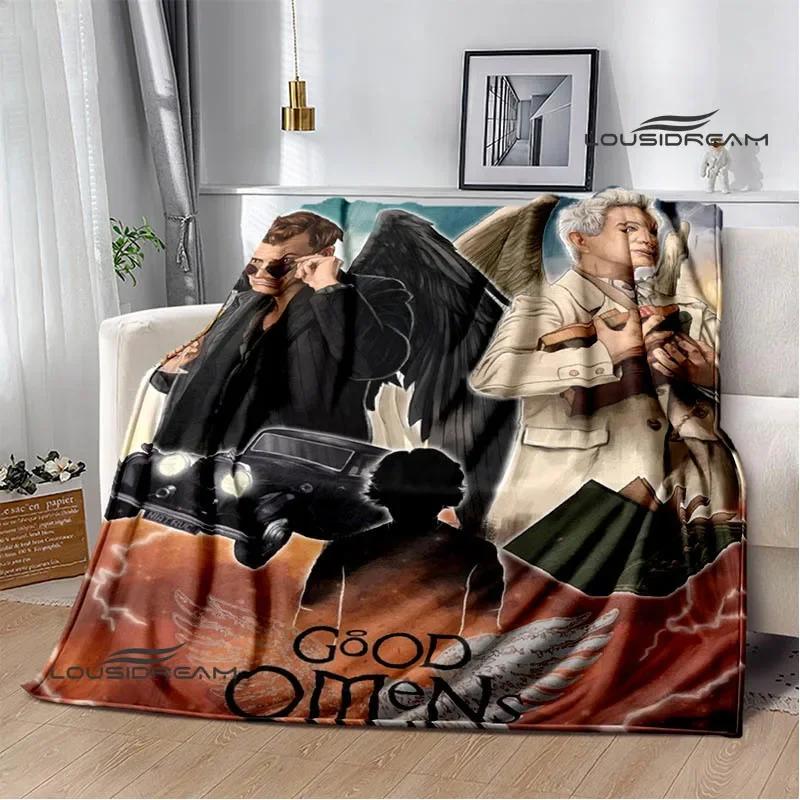 Good Omens Movie Print Blanket Kids Warm Nice Flannel Soft Comfortable Home Travel Blanket Bed Blanket Birthday Gift