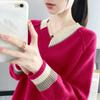 Women's V Neck Sweater Spring Fall Pullover Knit Jumper Outerwear Loose Knit Sweater Top