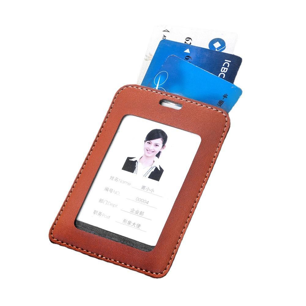 Youhe Genuine Leather ID and Business Card Holder with Lanyard - Custom Logo Printing Available