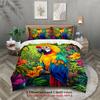 3Pcs Multicolor Duvet Cover With 2 Pillowcases 3D Printed Parrot Floral Gifts For Teen Adult Home Decor Single Size Bedding Sets