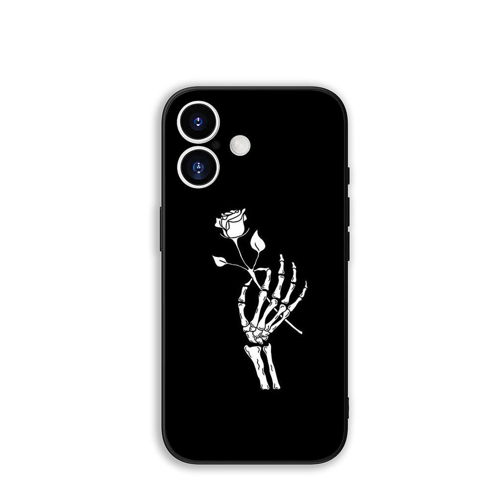 For Apple iPhone 16 15 14 Plus 13 12 Mini 17 Pro Max + ProMax 16E Air 15+ Phone Cover Case Black White Rose Flower Casing