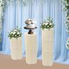 Round Cylinder Wedding Flower Stands, 7-Piece Set with 1.5cm Thick PVC Panels, Foldable Column Display for Centerpieces, Banquet