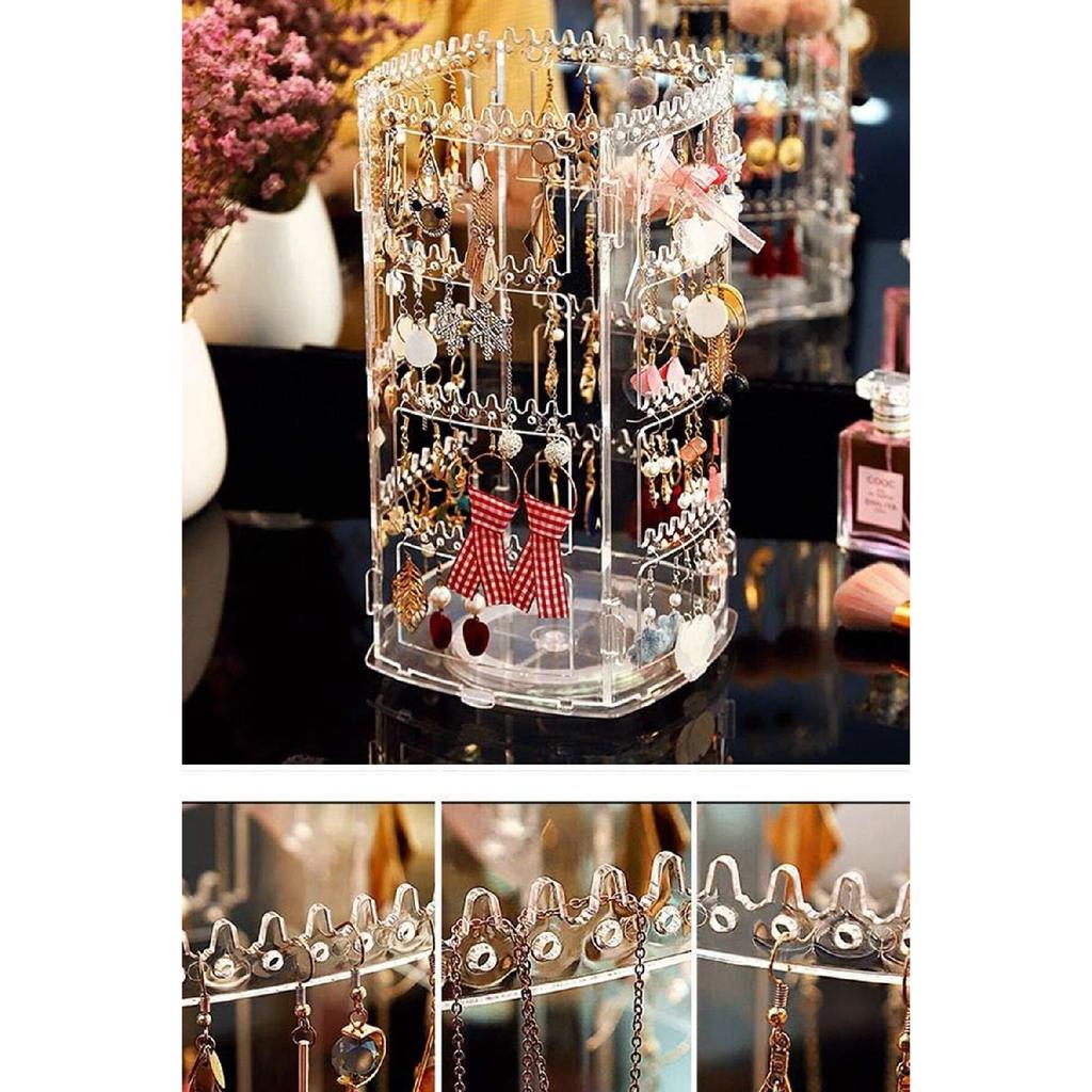 360 drehbare Schmuck Organizer Schnalle Ohrring Organizer Ständer Transparent