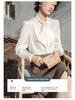 Women's Satin Long Sleeve Shirt with Ribbon Bow and Stand Collar - Spring 2026 Commuting Style.