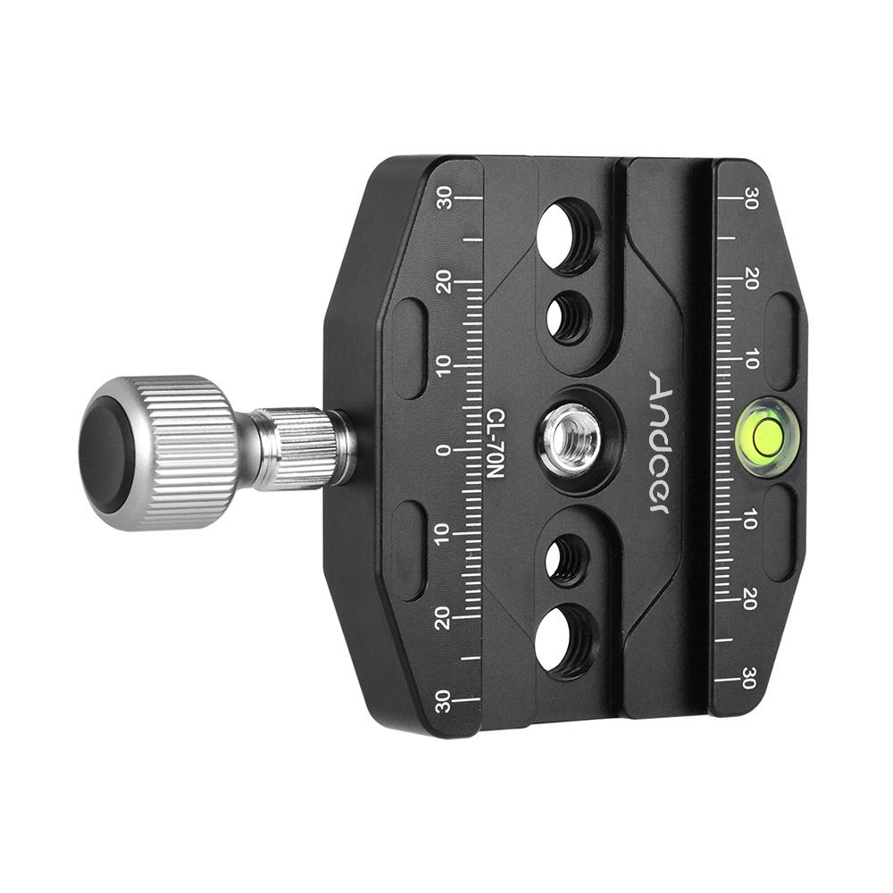 CL-70N 70mm Aluminum Alloy Quick Release QR Plate Clamp 3/8-inch with 1/4-inch Adapter &