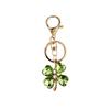 Luxury Rhinestone Four-Leaf Clover Keychain Green Leaf Fashion Keyring Bag Charm for Women Trendy Exquisite Gift