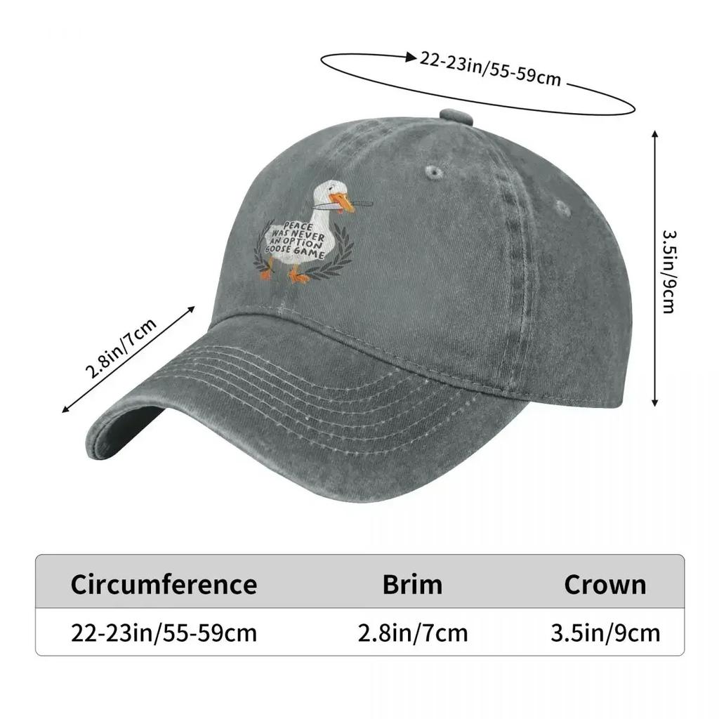 Classic Peace Was Never An Option Goose Game Baseball Cap Unisex Distressed Denim Washed Snapback Hat Cartoon Ducks Outdoor Cap