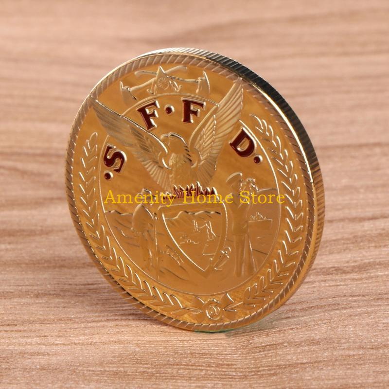F26C Commemorative Coin Collection Artwork Plating Golden Saint Florian Firefighters