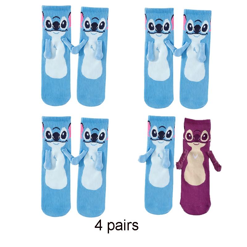 Stitch Magnet Hand In Hand Sock Cartoon Fun Fashion Soft Comfortable Creative Adults Children Christmas Stocking Toy Gift