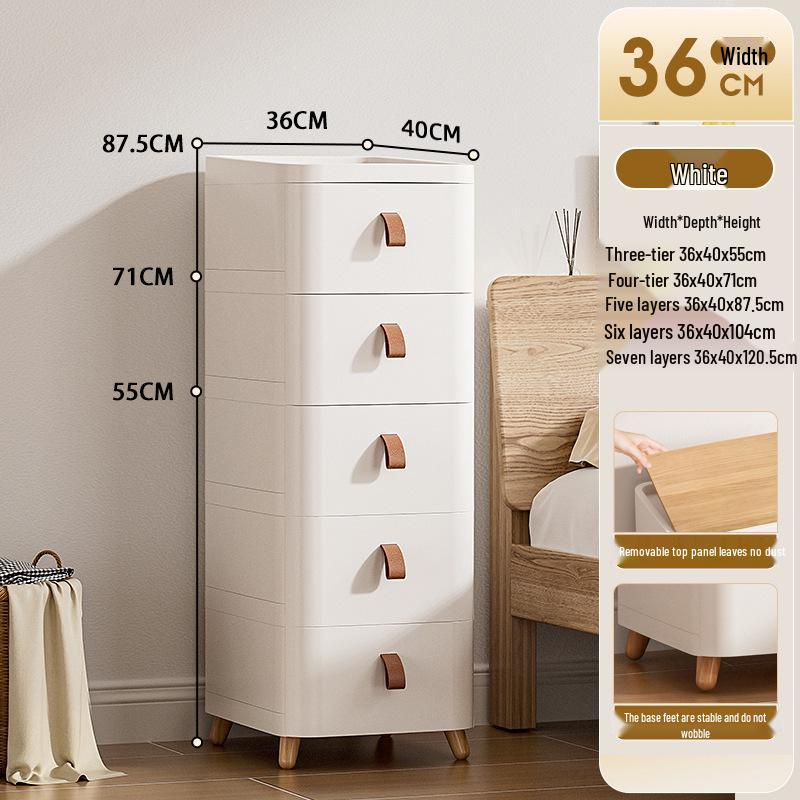 Japanese Style Narrow Bedside Storage Cabinet with Drawers - Multi-layer Toy & Snack Organizer for Living Room 3-Layer (Wooden Cover)