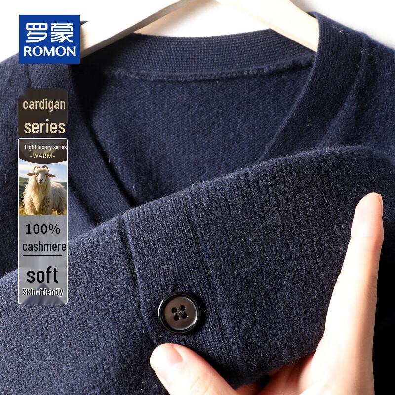 ROMON Men's 100% Pure Cashmere V-Neck Cardigan Sweater