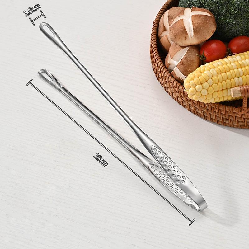 304 Stainless Steel Grill Tongs Korean BBQ Tongs Non-Slip Steak Clip Kitchen Tong for Cooking Pasta Salads Buffet Food Serving
