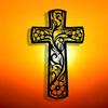 Abstract Cross Wall Art Metal Decor Filigree Grapevine Design Modern Spiritual Sculpture Office Living Room