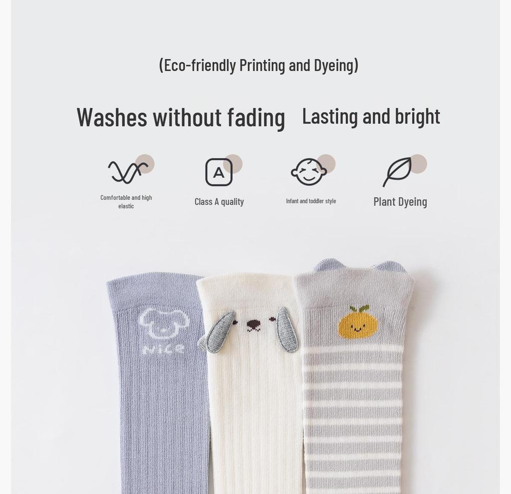 Infant Knee-High Cartoon Socks: Pure Class A Cotton, Non-Binding, Perfect for Spring, Autumn & Winter
