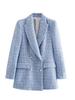 European and American women's clothing textured double-breasted blazer autumn and winter new fashion casual top