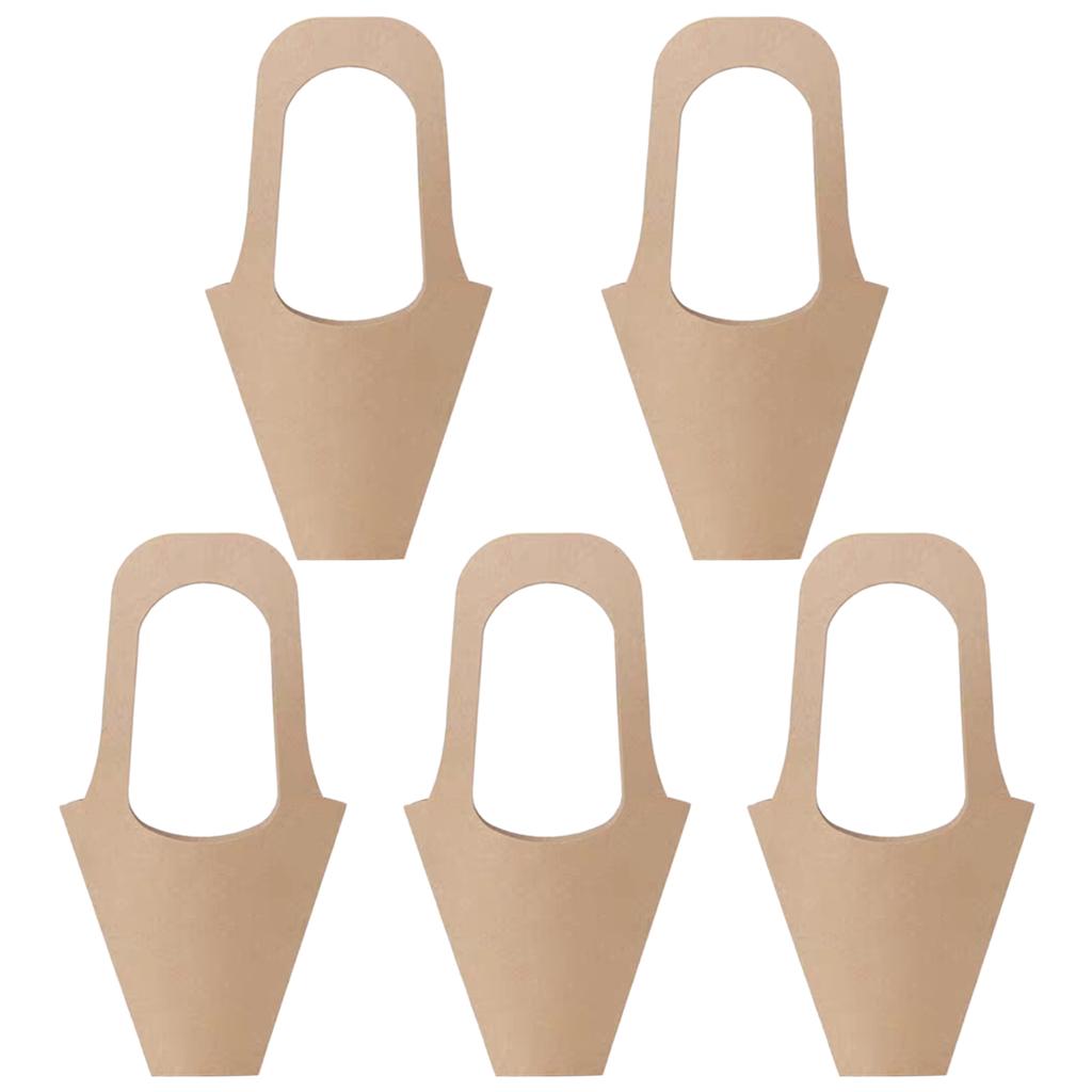 5PCS Paper Bags Handle Kraft Paper Flower Packaging Bag for Gift Floral Arrangements and Presents Wrapping Handbag