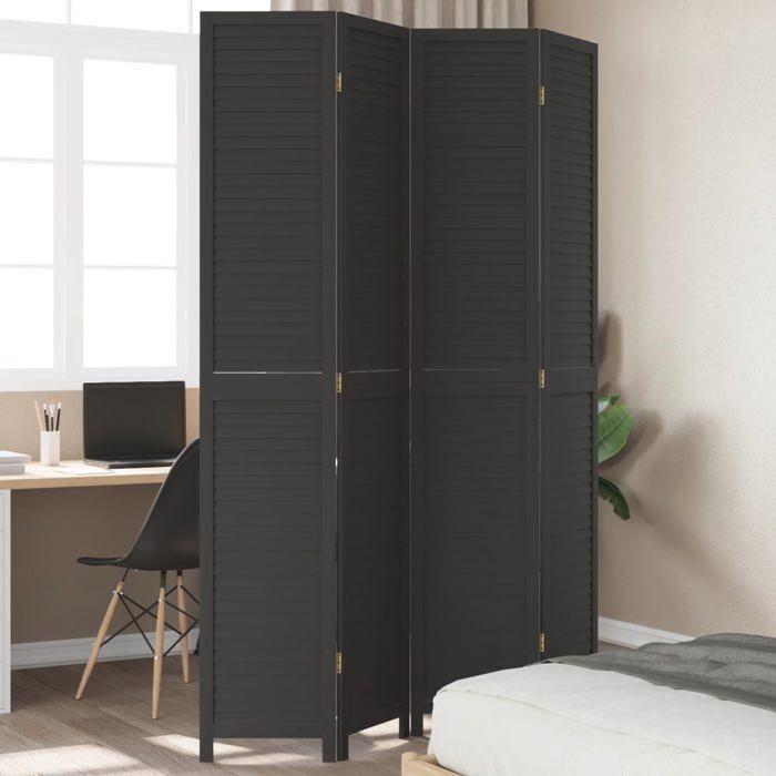 VidaXL Cloison de Séparation 4 Panneaux, Séparateur de Pièce, Écran d'Intimité, Paravent de Salon Chambre, Noir Bois de 358852