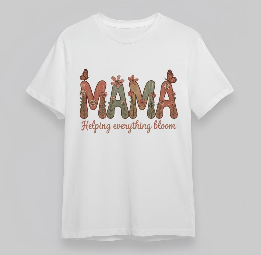 Women's Bloom Mama Graphic Oversize Tee Floral Lettering Unisex Black Cotton Top