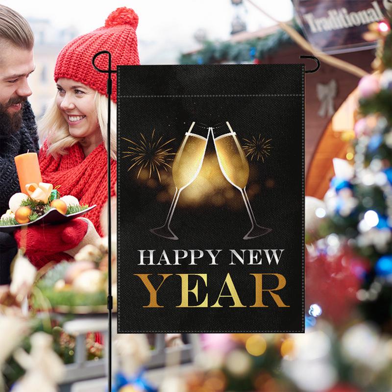 Happy New Year Garden Flag Garden Signs Seasonal Flags Double Sided Decorative Flags Yard Signs 2025 Holiday Garden Flags 12X18