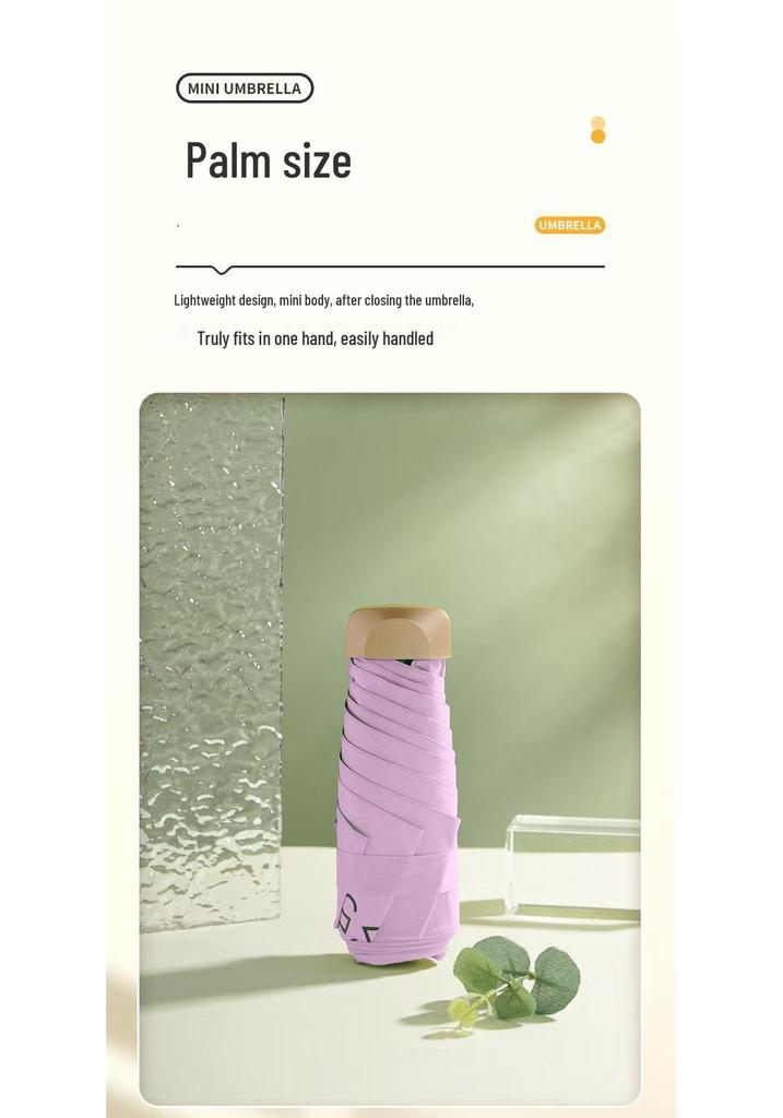 Mini Flat Sun Protection Umbrella, Black Glue, Ultra-Light & Compact for Rain or Shine - Women's Portable Pocket Umbrella