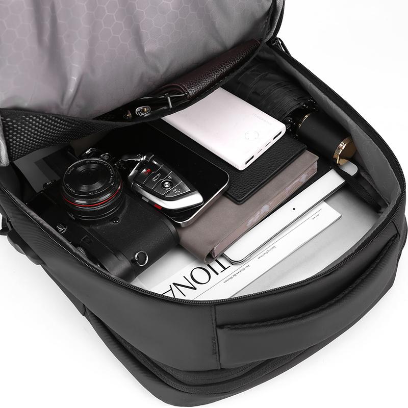 Men's simple backpack,laptop compartment,USB charging port, retractable design, large capacity, lightweight, commuter travel bag