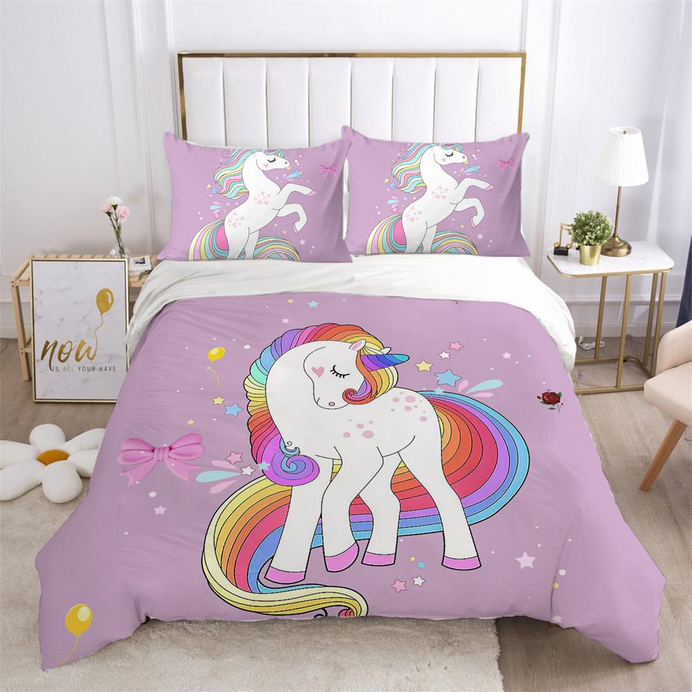 3D Unicorn Printing Bed Set Cover Single Size Bedding Set High Quality Polyester Children Bedroom Decor