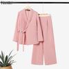 ZANZEA Women Long Sleeve Blouse and Pants Casual Two Piece Suit Sets