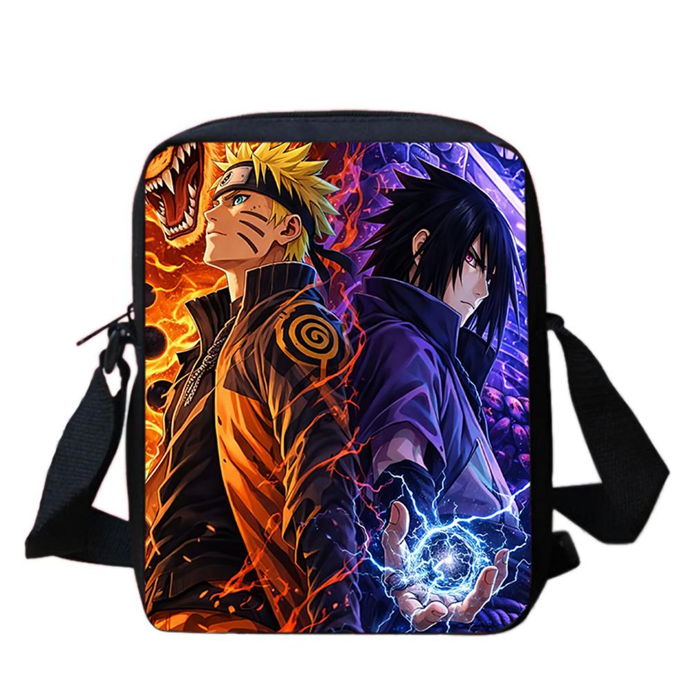 NARUTO Anime Kids Crossbody Bag,Lightweight&Durable, Adjustable Straps,Secure Zipper,for School & Daily Use,for Boys&Girls 5-11
