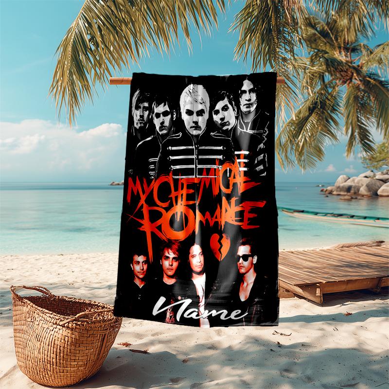 Personalized customized proof beach towel with My Chemical Romance pattern - soft, absorbent,quick-drying,perfect swimming,camping&bathing