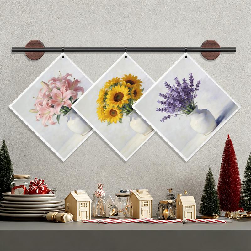 6PCS Cleaning Dishcloths Reusable Kitchen Dish Towels Absorbent Arrange Flower Pattern Dishcloth Lint Free Cloth Washable Duster Rags Tea Towels