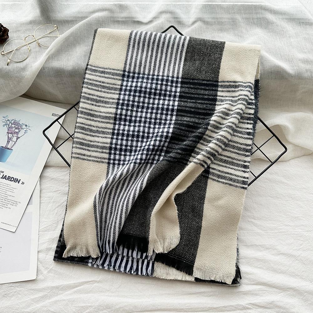 Fashionable and Versatile Imitation Cashmere Autumn and Winter Scarf for Men New Plaid Warm Scarf for Women