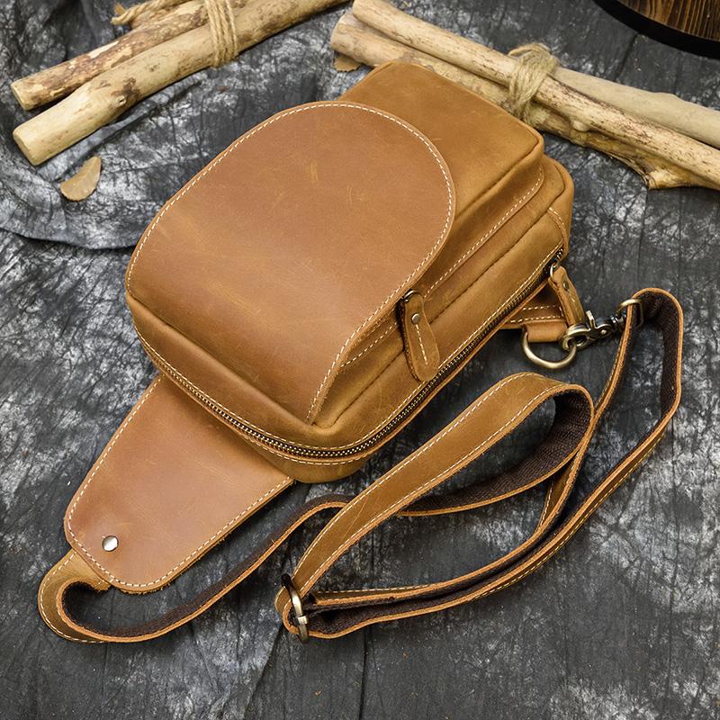 Luxury Designer Men's Leather Chest Bag Real Cowhide Men's Chest Packs Crossbody Male Bag Single Shoulder Bag Man Popular 2026
