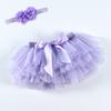 Conjunto de Shorts/Saias para Cobertura de Fraldas para Bebê Menina + Faixa de Cabeça para Bebês Recém-Nascidos Crianças Saia Tutu Fofa de Tule com Renda para Meninas