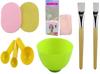 [Ear Lobe & Accessories] Face Pack Combo (2 Pcs Cleaning Sponge | 2 Pcs T Handle Face Brush | 1 Pc Velcro Headband | 1 Pc Mixing Bowl | 1 Pc Mixing