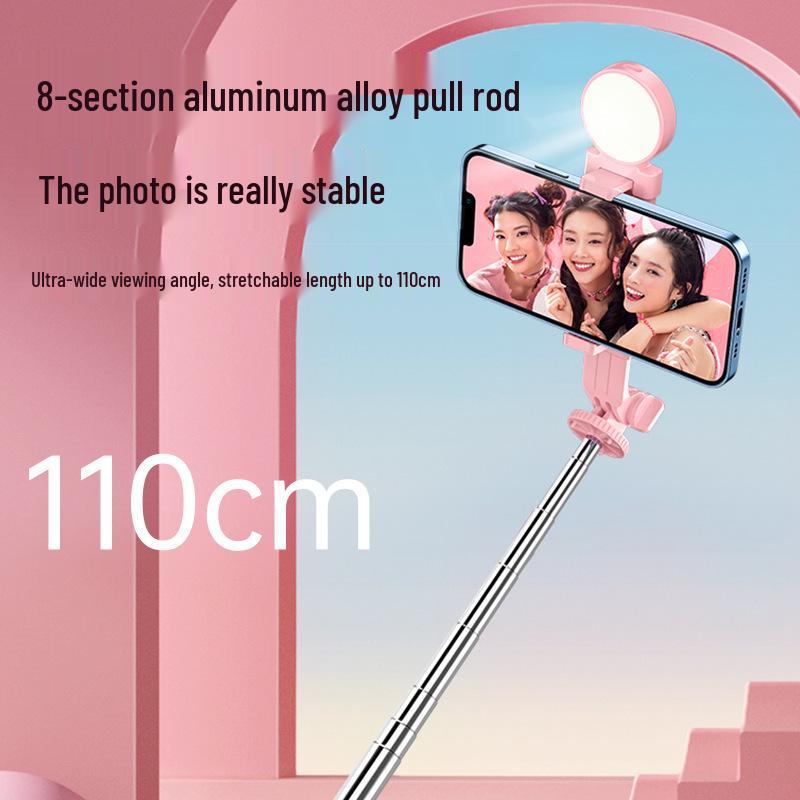 B12s All-in-One Selfie Stick Tripod with Bluetooth Remote and Fill Light