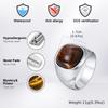 Tiger Eye Stone Ring for Men Boys,Stainless Steel Natural Stone Square Ring,Casual Punk Jewelry Gift for Dad Son