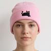 Cute Knit Beanies Embroidery Knit Cap Casual Embroidered Cat Knitted Hat  Winter