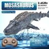 Remote Control Dinosaur For Kids Mosasaurus Diving Toys Rc Boat With Light Spray Water For Swimming Pool Lake Bathroom Ocean Protector Bath Toys