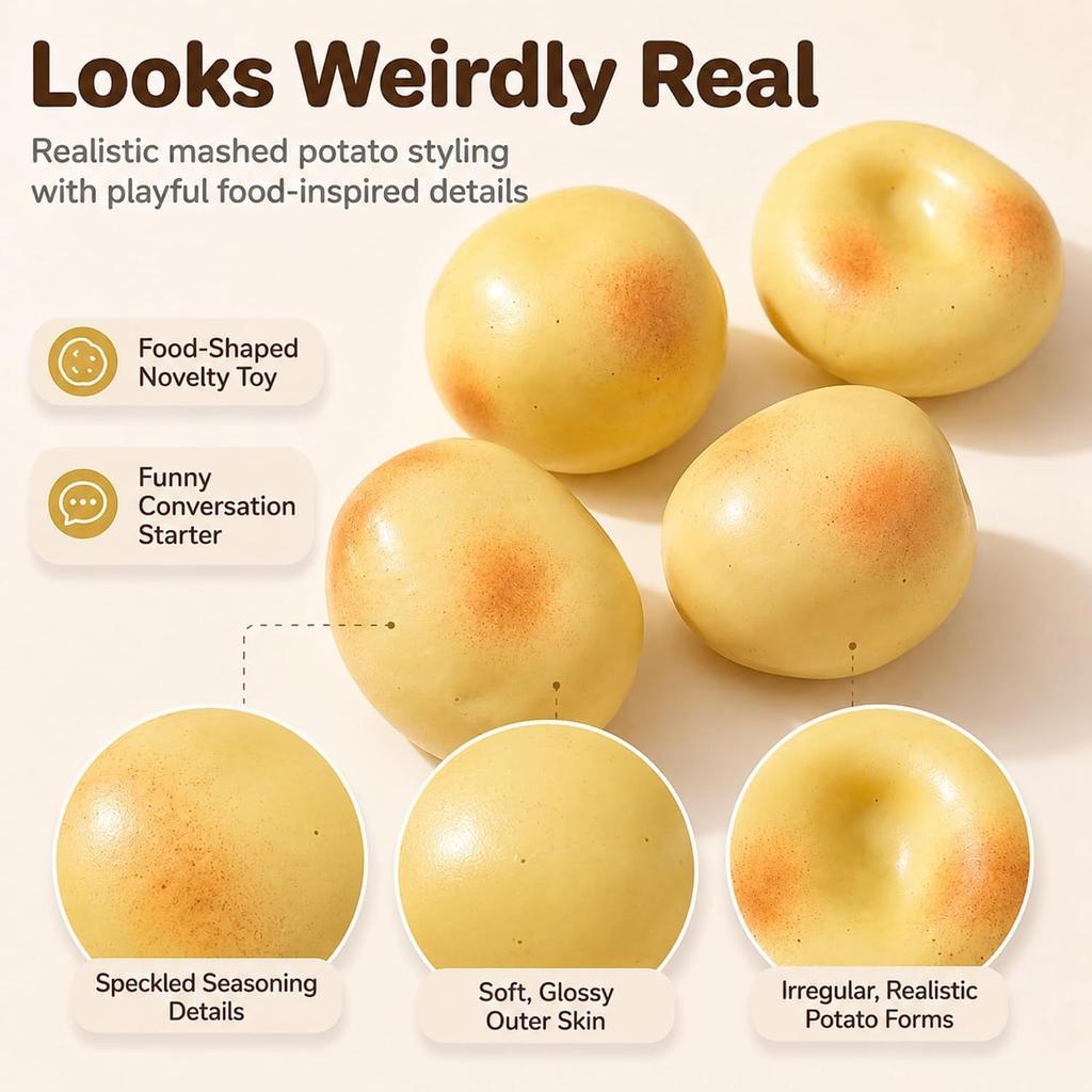Soft Squeeze Ball Simulation Soft Potato Block Stress Relief Toy Coconut Oil Scented Durable Squeeze Ball for Kids Adults