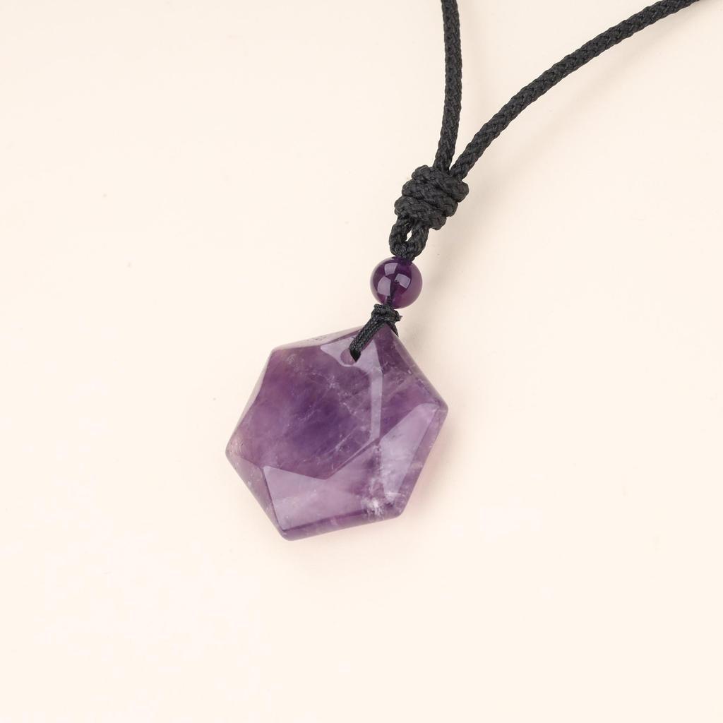 Ametyst Hexagram Náhrdelník z únorového rodného kamene Unisex [Coai]