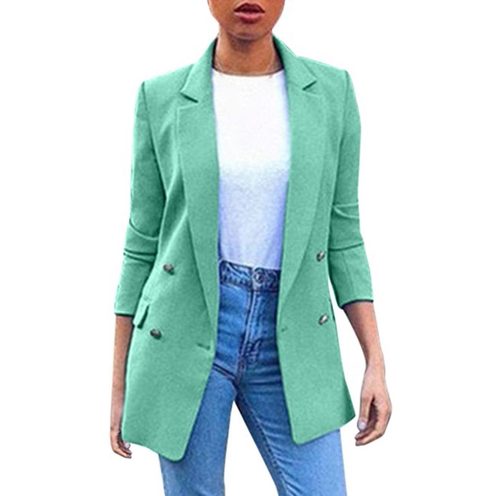 Women's Solid Colour Fashion Lapel Slim Fit Slit Pocket Cardigan Suit Coat