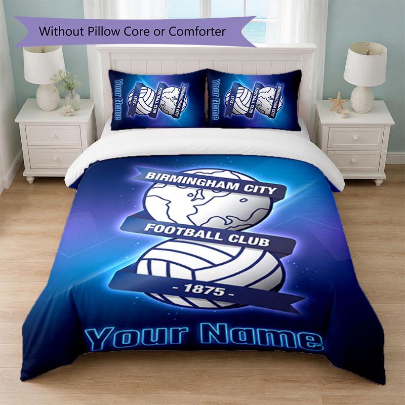 BIRMINGHAM CITY Football Custom Name Text Bedding Set 1 Duvet Cover+2 Pillowcases Soccer Logo Personalized Gift For Special Occasion Bedroom Decor