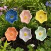 Handmade Ceramic Pollinator Watering Station, Colorful Flower Bee Water Feeder & Butterfly Bird Bath, Small Outdoor Garden Stake Yard Art Decor