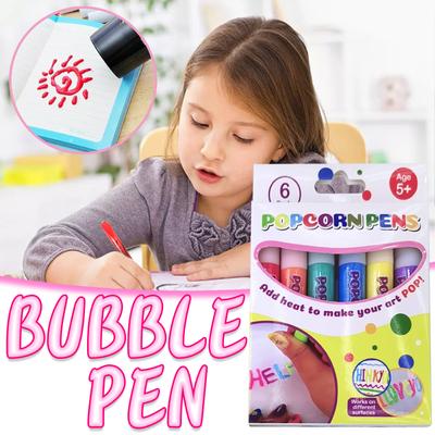 Pennarelli per disegnare popcorn a bolle fai da te, penne magiche gonfie, penna a bolle gonfie a 6 colori, penna artistica 3D gonfia, pennarelli creativi per bambini che disegnano e colorano, 60 ml