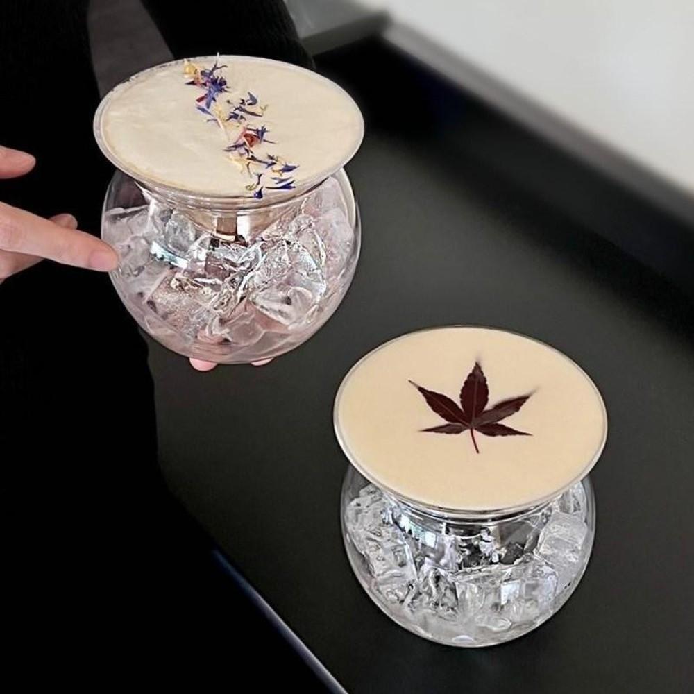 Base Triangolare Bicchiere da Cocktail Martini Base Triangolare Bicchiere da Succo a Doppio Strato Bicchiere da Caffè Freddo Unico Fresco Trasparente